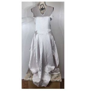 Zero + Maria Cornejo Linen Sleeveless Long Dress, Pearl White, Womens Size 4